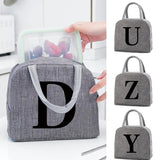 Kids Insulated Lunch Bag 26 Letters Tote Cooler Thermal Bento Food Organizer