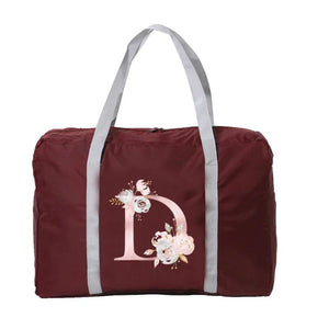 Pink Flower Letter Pattern Travel Bag Large Capacity Portable Luggage