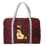 Foldable Travel Bag Women Tote Bag Floral Letter Print Shoulder Bag
