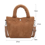 Corduroy Shoulder Tote Bag for Women, Soft Handbag Totes, Casual Crossbody Bag