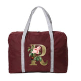 Nylon Foldable Travel Bags Golden Flower Large Capacity Luggage Bag