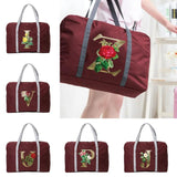 Nylon Foldable Travel Bags Golden Flower Large Capacity Luggage Bag