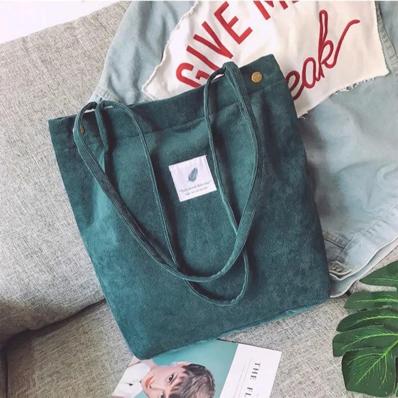 Corduroy Shoulder Bag Large Capacity Shopping Tote