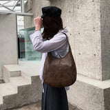Vintage Leather Shoulder Bag Large Modern Female