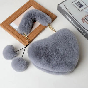 2021 Plush Heart-Shaped Bag Love Bag Heart Shaped Plush Hair Band