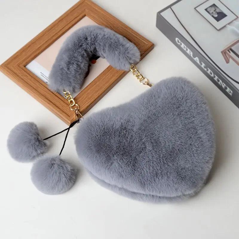 2021 Plush Heart-Shaped Bag Love Bag Heart Shaped Plush Hair Band