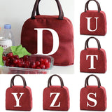 Canvas Print Cooler Dinner Bag Portable Zipper Thermal for Women Lunch Box