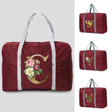 Golden Flower Letter Series Travel Bag Large Capacity Duffle Gym Shoulder Bag