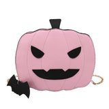 Halloween Pumpkin Shoulder Bag Devil Handbag with Bat Pendant