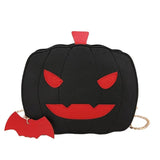Halloween Pumpkin Shoulder Bag Devil Handbag with Bat Pendant
