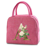 Golden Flower Print Insulated Lunch Bag Tote