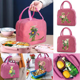 Golden Flower Print Insulated Lunch Bag Tote