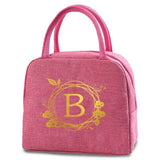 Wreath Letter Print Insulated Lunch Bag Handbag Women Kids Thermal Organizer
