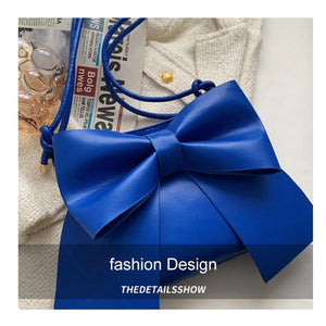 Women's Bowknot Shoulder Bag in White/Blue/Black