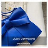 Women's Bowknot Shoulder Bag in White/Blue/Black
