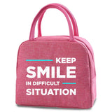 Canvas Lunch Bag with Phrase Print Insulation