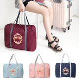 Flamingo Print Foldable Storage Handbag Women Camping Travel Bag
