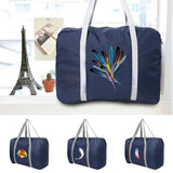 Feather Printed Duffle Bag Unisex Storage Bags Foldable Clothes Organizers
