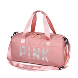 Sequins Pink Gym Bag Women Shoe Compartment Waterproof Sport Bags