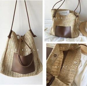 Retro Letter Printing Canvas Bag Portable Large-Capacity Shopping Bag