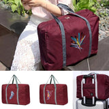 Foldable Feather Pattern Travel Bag Large Capacity Handbag Organizer