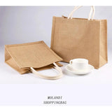 Jute Burlap Tote Large Reusable Grocery Bags with Handles for Women Shopping