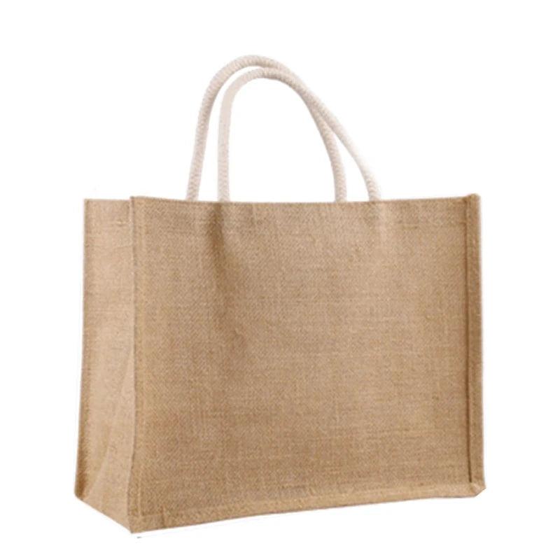Jute Burlap Tote Large Reusable Grocery Bags with Handles for Women Shopping