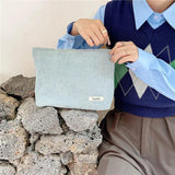 Corduroy Women Cosmetic Bag Makeup Pouch Hand Travel Zipper Clutch Phone Purse