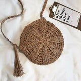 Women Woven Handbag Bags Totes Beach Straw Rattan Round Basket Bag