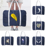 Feather Pattern Travel Bag for Women Large Capacity Foldable Organizer