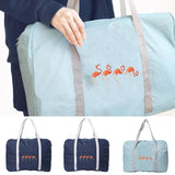 Flamingo Print Travel Handbag Large Capacity Organizer Zipper Tote Bag