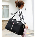 Large Capacity Women Travel Bag Waterproof Stripe Weekend Overnight Duffle Bags