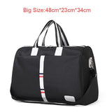 Large Capacity Women Travel Bag Waterproof Stripe Weekend Overnight Duffle Bags