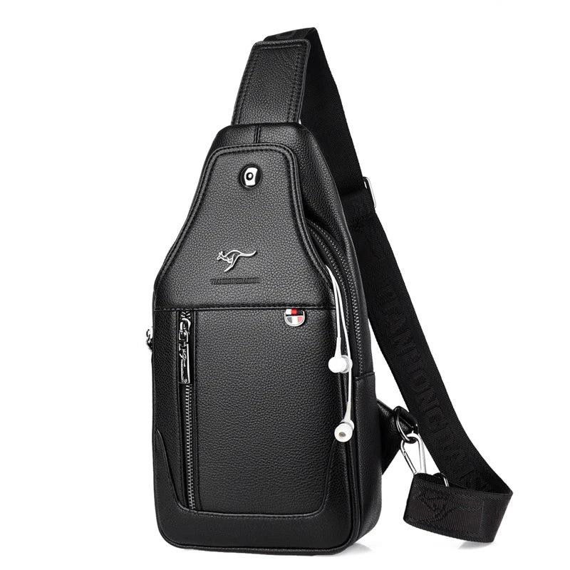 Men Leather Messenger Bag Chest Pack Vintage Crossbody Shoulder Bag