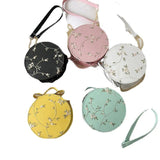 Mini Crossbody Bag Lace Flower Chain Shoulder Round PU Leather