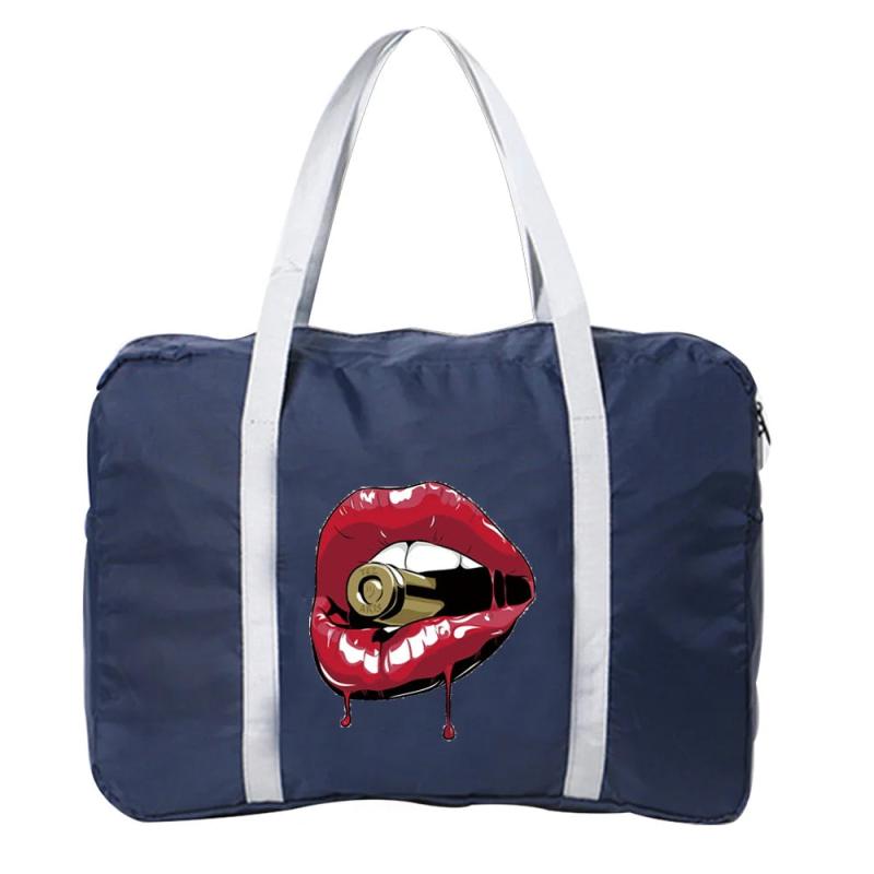 Foldable Travel Bags Handbag Mouth Pattern Waterproof Duffle Bag