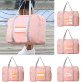 Women Travel Bag Camping Handbag with Phrase Pattern Zipper