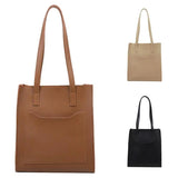 Solid Shoulder Bag Smooth Zipper Big Handbag