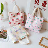 Fruit Canvas Tote Bag for Women Shopper Large Capacity Shoulder Bag