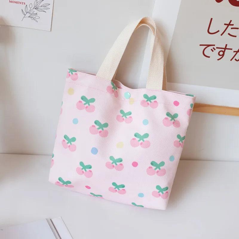 Fruit Canvas Tote Bag for Women Shopper Large Capacity Shoulder Bag