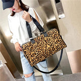 Leopard Shoulder Bag Foldable Travel Bag Large Capacity Handbags