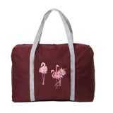 Foldable Storage Accessories Bags Handbag Flamingo Print Zipper Luggage Bag