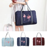 Foldable Storage Accessories Bags Handbag Flamingo Print Zipper Luggage Bag