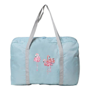 Foldable Storage Accessories Bags Handbag Flamingo Print Zipper Luggage Bag