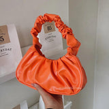 Ruched Folds Pleated Cloud Bag Small PU Leather Shoulder Bag