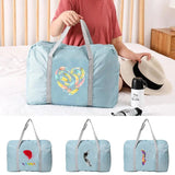 Feather Print Travel Bag Lightweight Portable Foldable Tote