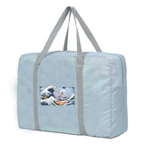 Foldable Wave Print Travel Bag Large Capacity Luggage Women Waterproof Handbags