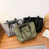 Modern Lady Tote Pouch Smooth Surface Nylon Solid Women Tote Bag
