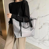 Modern Lady Tote Pouch Smooth Surface Nylon Solid Women Tote Bag