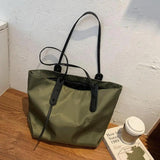 Modern Lady Tote Pouch Smooth Surface Nylon Solid Women Tote Bag